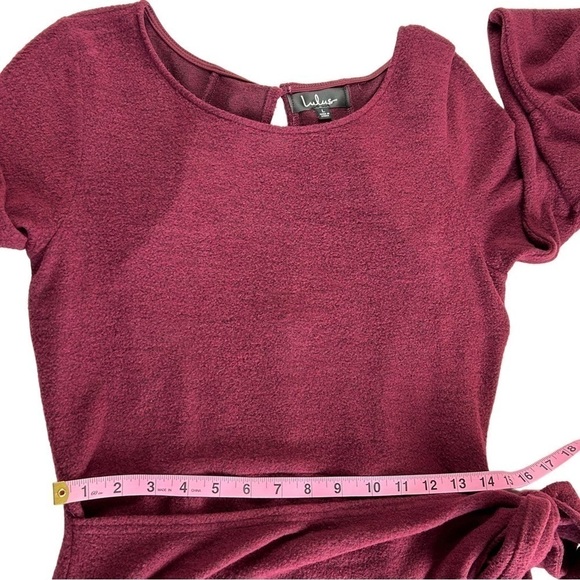 Lulus Favorite Tune Burgundy Faux Wrap Sweater Dress - Picture 12 of 16